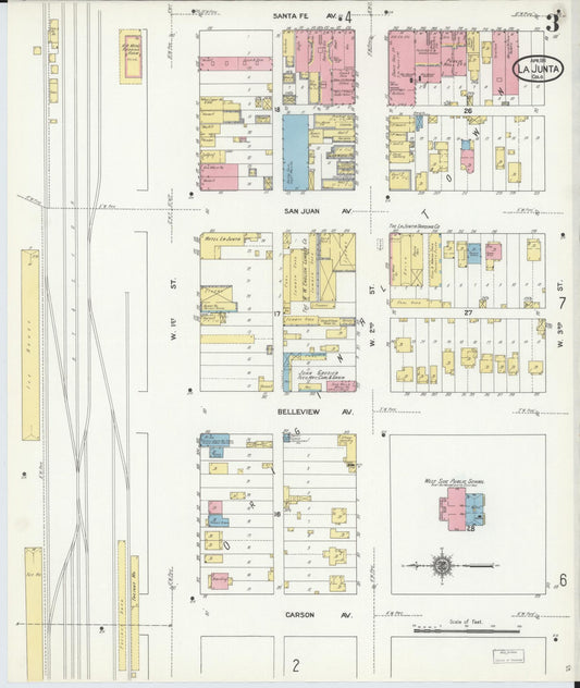 Sanborn Fire Insurance Map from La Junta, Otero County, Colorado (1911), Sheet #0003 - Historic Sanborn Fire Insurance Map Print, vintage old map wall art, antique decor, genealogy gift, Colorado Colorado map