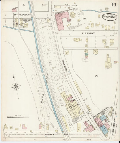 Sanborn Fire Insurance Map from Burlington, Des Moines County, Iowa (1888), Sheet #0014 - Historic Sanborn Fire Insurance Map Print