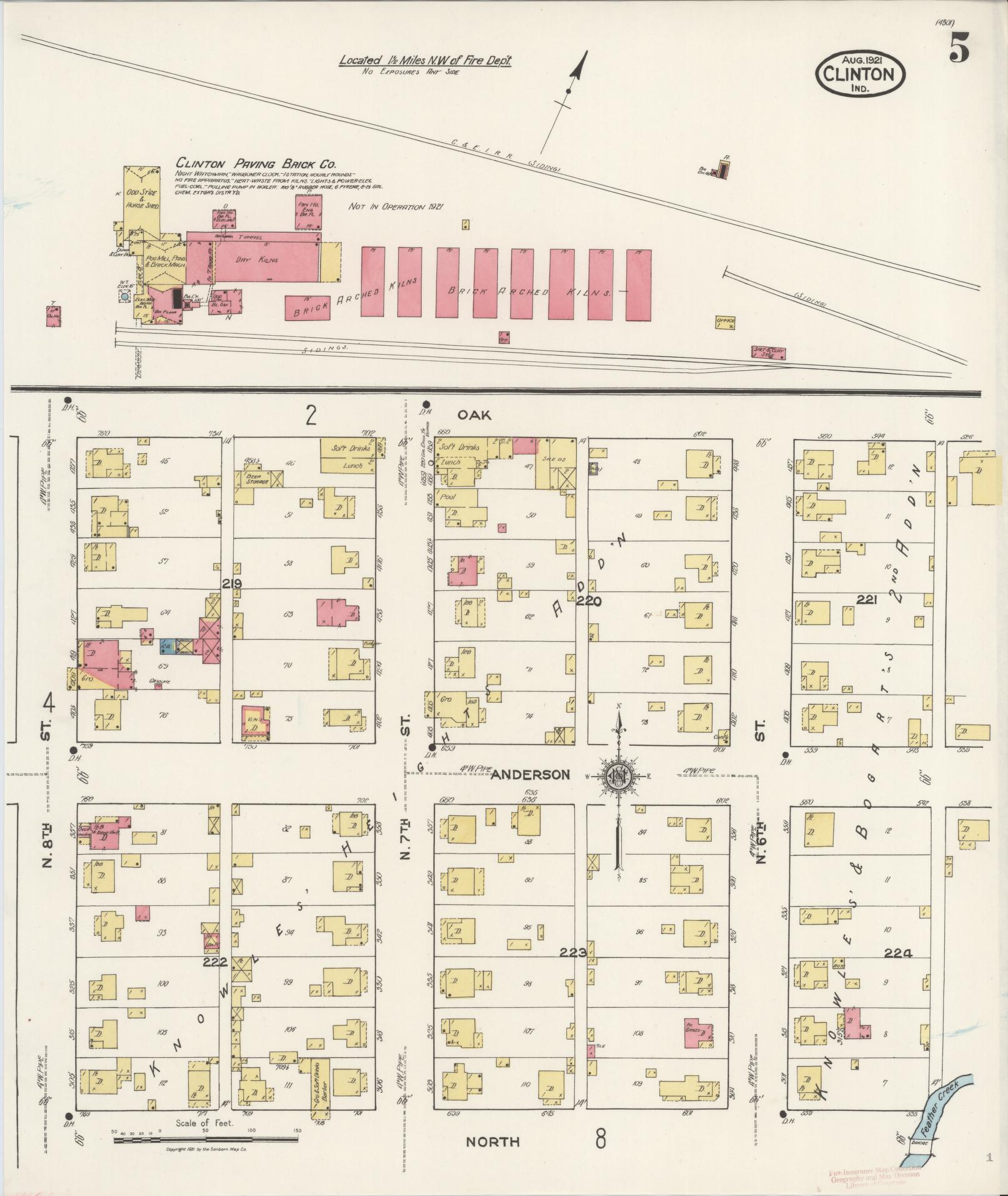 Sanborn Fire Insurance Map from Clinton, Vermillion County, Indiana (1921), Sheet #0005 - Complete Map Set gallery image, historic Sanborn map, vintage wall art, Indiana Indiana