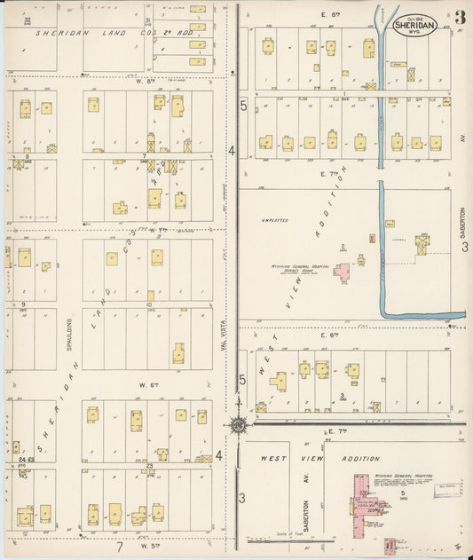 Sanborn Fire Insurance Map from Sheridan, Sheridan County, Wyoming (1912), Sheet #0003 - Historic Sanborn Fire Insurance Map Print, vintage old map wall art, antique decor, genealogy gift, Wyoming Wyoming map