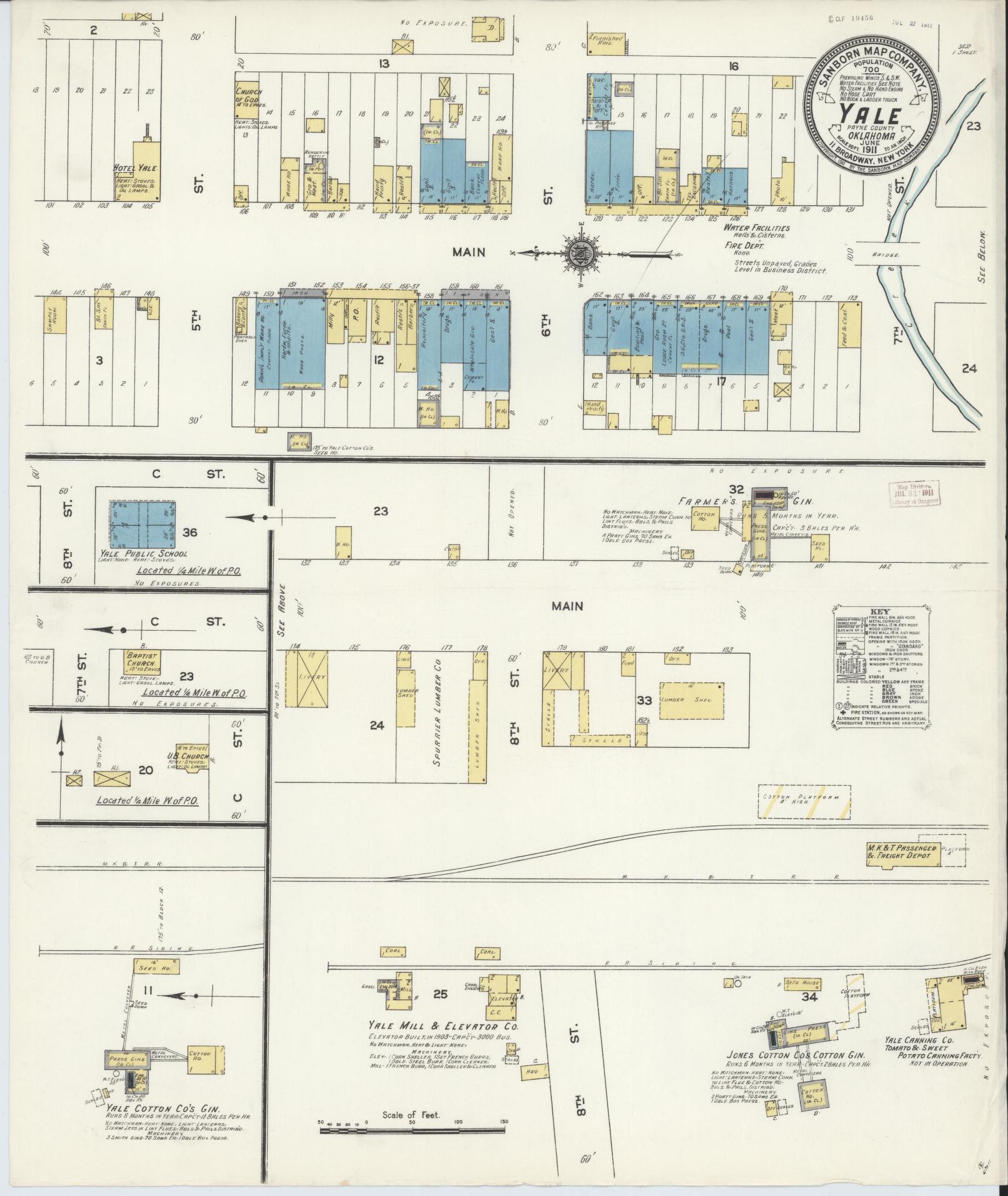 Sanborn Fire Insurance Map from Yale, Payne County, Oklahoma (1911), Sheet #0001 - Historic Sanborn Fire Insurance Map Print, vintage old map wall art, antique decor, genealogy gift, Oklahoma Oklahoma map