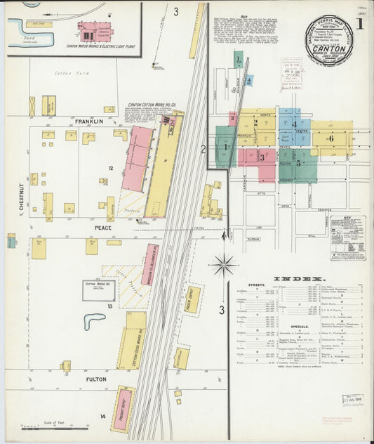 Sanborn Fire Insurance Map from Canton, Madison County, Mississippi (1900), Sheet #0001 - Historic Sanborn Fire Insurance Map Print, vintage old map wall art, antique decor, genealogy gift, Mississippi Mississippi map