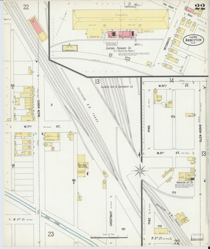 Sanborn Fire Insurance Map from Anniston, Calhoun County, Alabama (1900), Sheet #0022 - Complete Map Set gallery image, historic Sanborn map, vintage wall art, Alabama Alabama