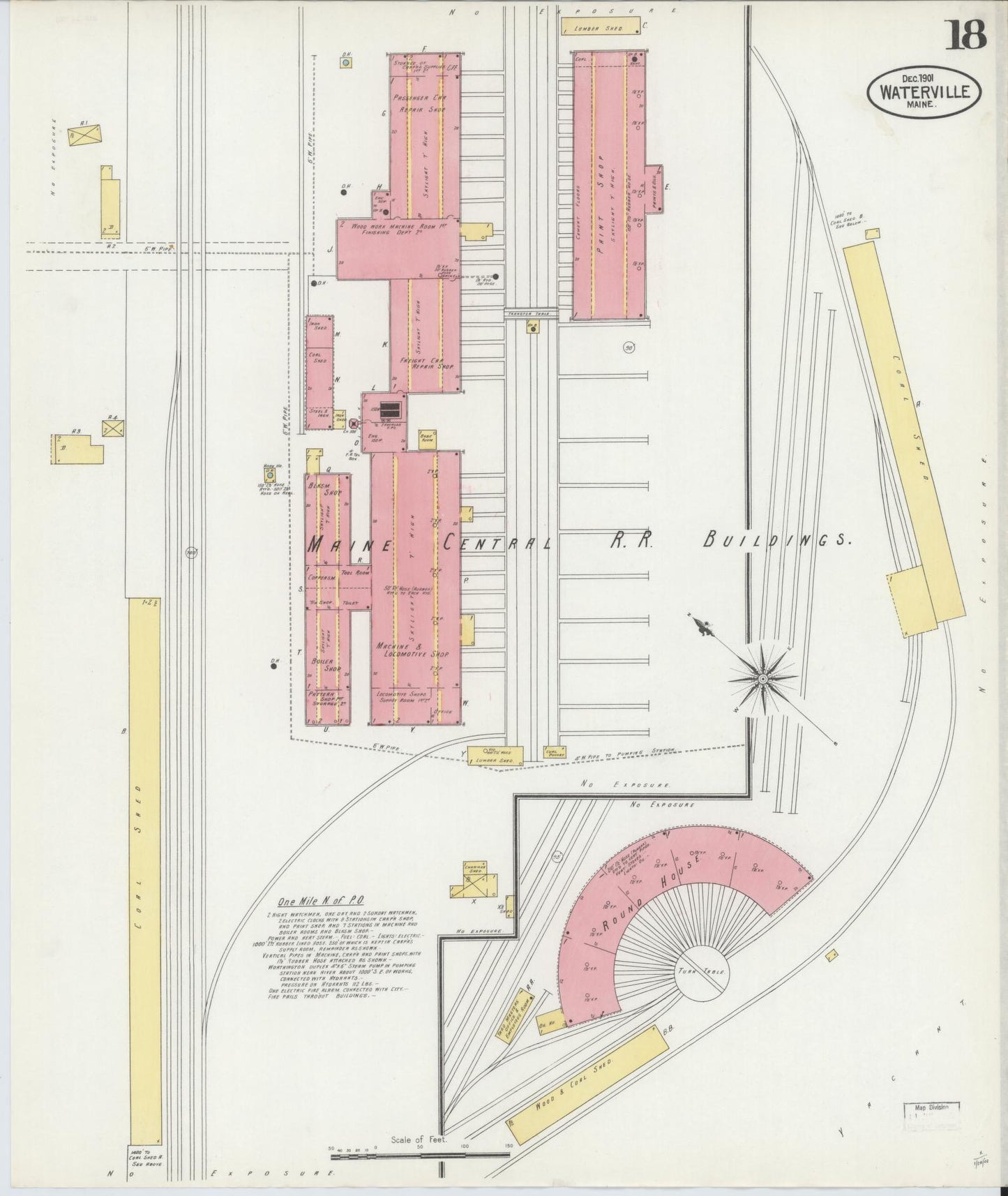 Sanborn Fire Insurance Map from Waterville, Kennebec County, Maine (1901), Sheet #0018 - Historic Sanborn Fire Insurance Map Print, vintage old map wall art, antique decor, genealogy gift, Maine Maine map