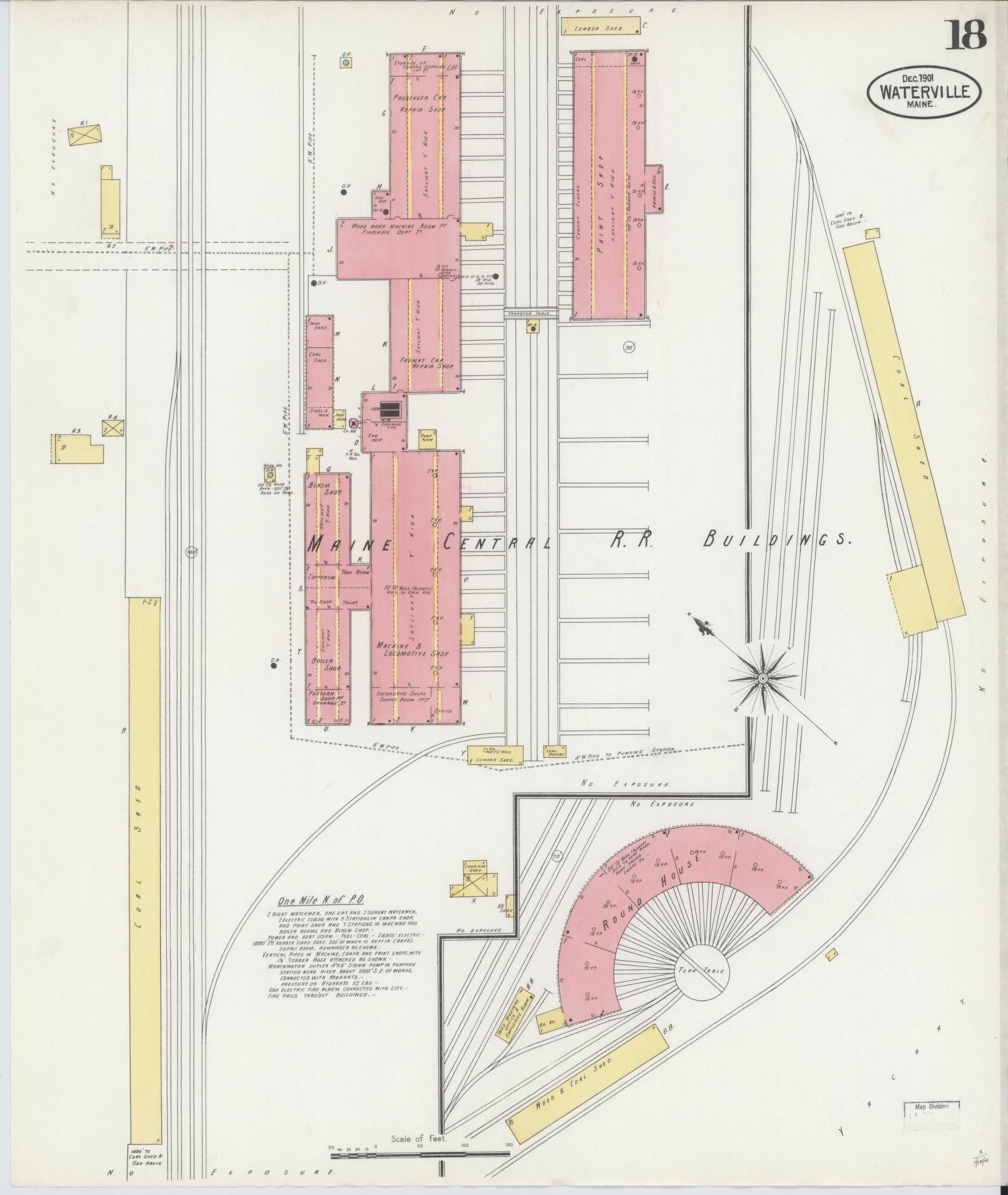 Sanborn Fire Insurance Map from Waterville, Kennebec County, Maine (1901), Sheet #0018 - Historic Sanborn Fire Insurance Map Print, vintage old map wall art, antique decor, genealogy gift, Maine Maine map