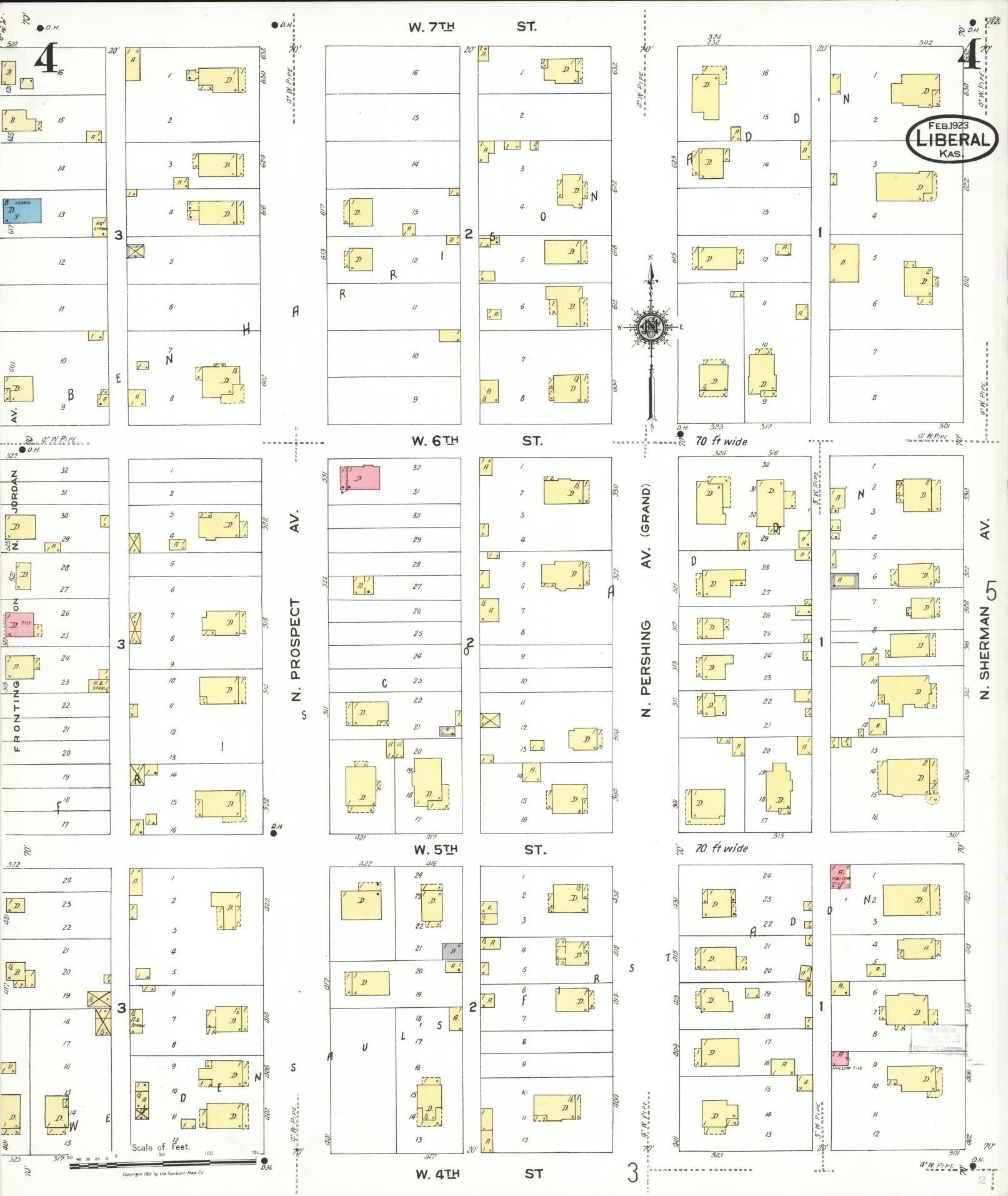 Sanborn Fire Insurance Map from Liberal, Seward County, Kansas (1923), Sheet #0004 - Historic Sanborn Fire Insurance Map Print, vintage old map wall art, antique decor, genealogy gift, Kansas Kansas map