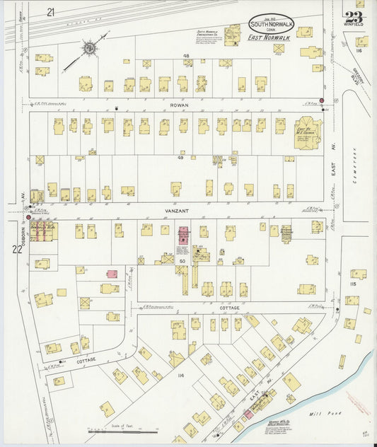 Sanborn Fire Insurance Map from South Norwalk, Fairfield County, Connecticut (1912), Sheet #0023 - Historic Sanborn Fire Insurance Map Print, vintage old map wall art, antique decor, genealogy gift, Connecticut Connecticut map
