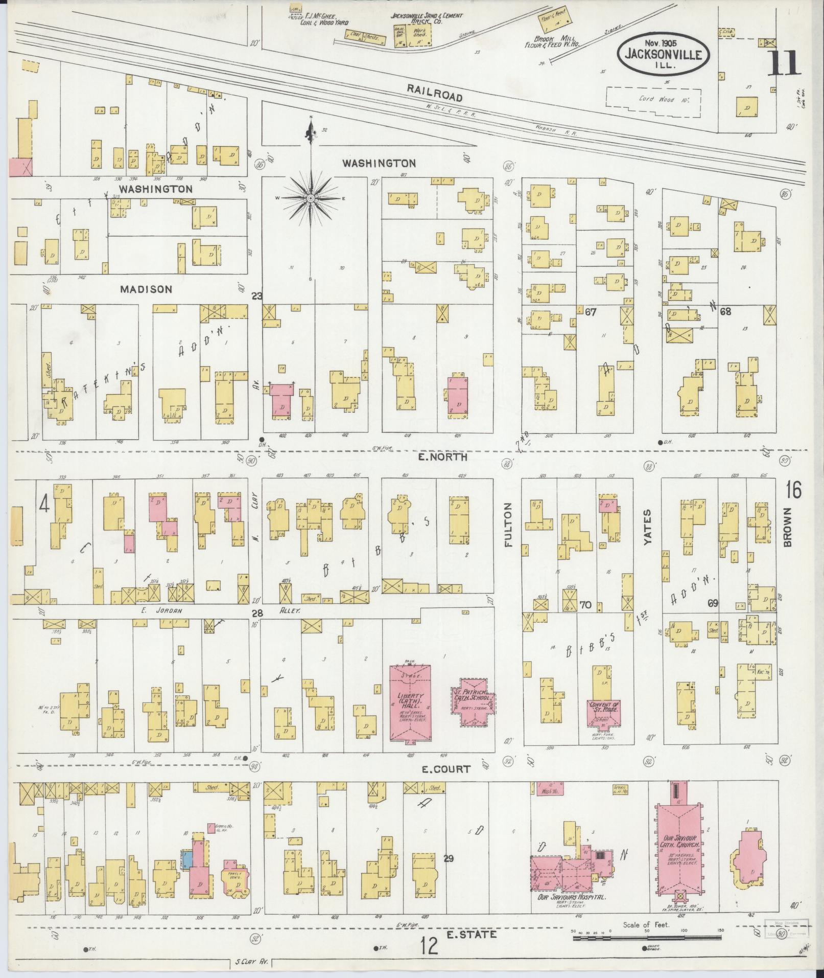 Sanborn Fire Insurance Map from Jacksonville, Morgan County, Illinois. (1905), Sheet 11 – Historic Sanborn Fire Insurance Map Print