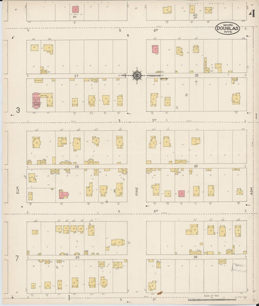 Sanborn Fire Insurance Map from Douglas, Converse County, Wyoming (1912), Sheet #0004 - Historic Sanborn Fire Insurance Map Print, vintage old map wall art, antique decor, genealogy gift, Wyoming Wyoming map