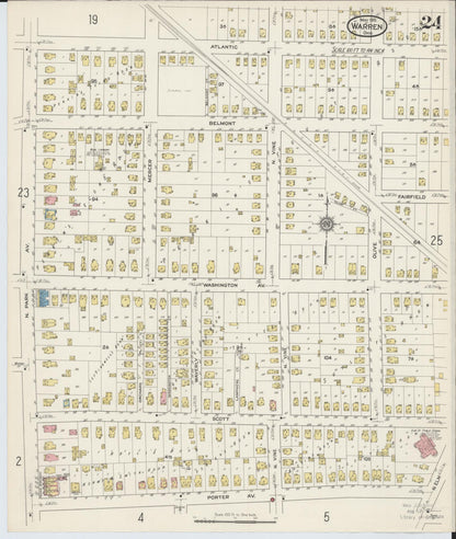 Sanborn Fire Insurance Map from Warren, Trumbull County, Ohio (1915), Sheet #0024 - Complete Map Set gallery image, historic Sanborn map, vintage wall art, Ohio Ohio