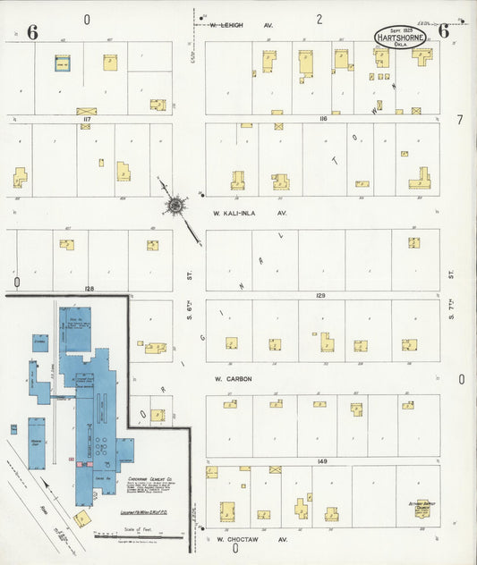 Sanborn Fire Insurance Map from Hartshorne, Pittsburg County, Oklahoma (1925), Sheet #0006 - Historic Sanborn Fire Insurance Map Print, vintage old map wall art, antique decor, genealogy gift, Oklahoma Oklahoma map