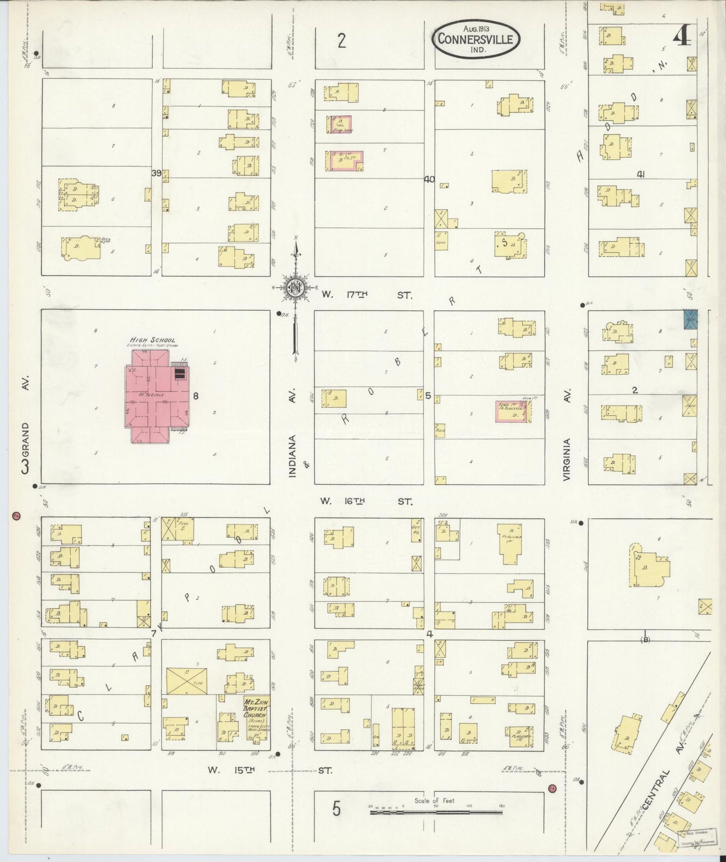 Sanborn Fire Insurance Map from Connersville, Fayette County, Indiana (1913), Sheet #0004 - Complete Map Set gallery image, historic Sanborn map, vintage wall art, Indiana Indiana