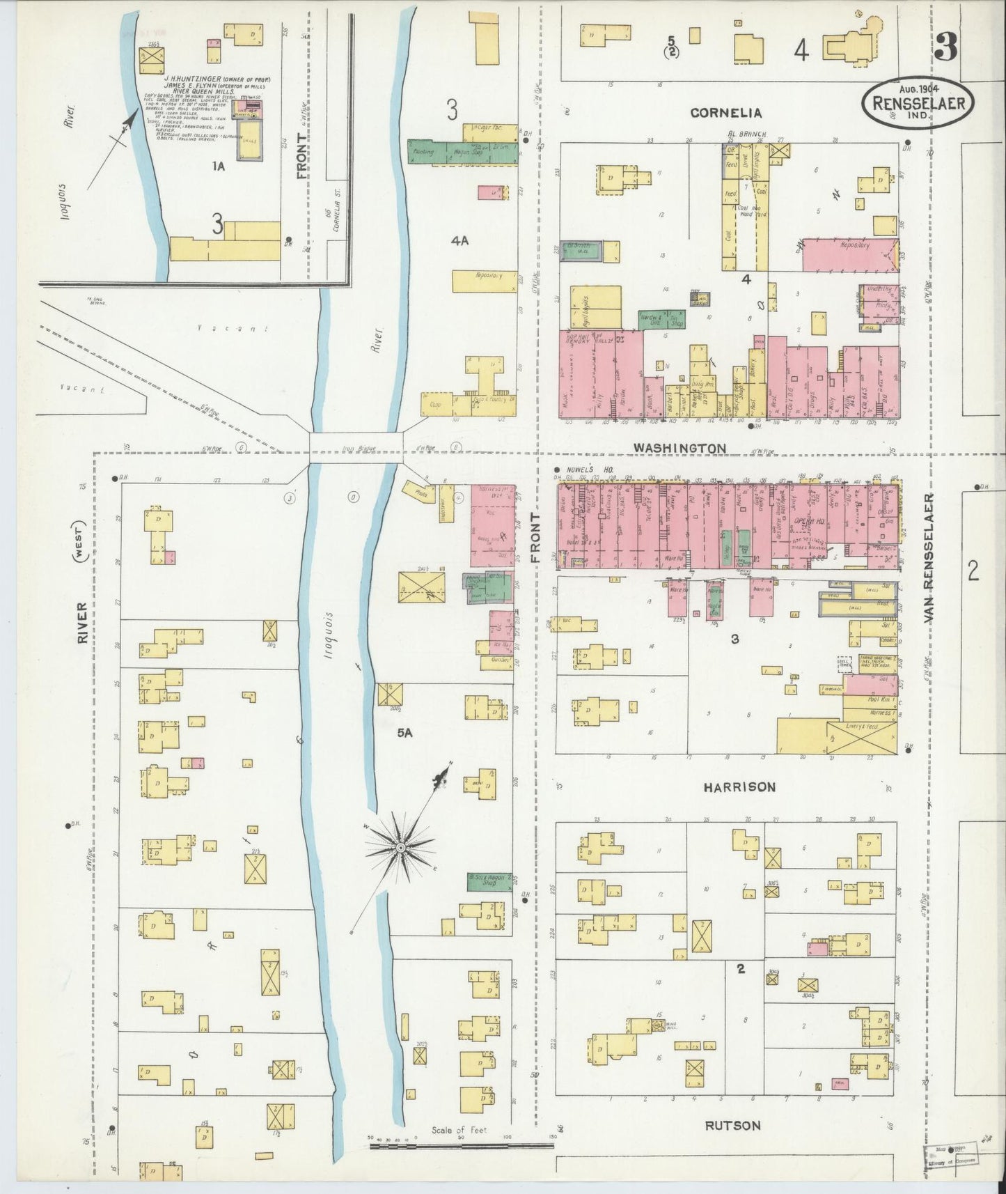 Sanborn Fire Insurance Map from Rensselaer, Jasper County, Indiana (1904), Sheet #0003 - Complete Map Set gallery image, historic Sanborn map, vintage wall art, Indiana Indiana