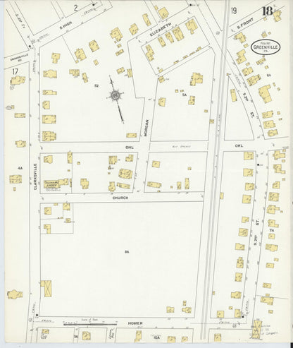 Sanborn Fire Insurance Map from Greenville, Mercer County, Pennsylvania (1911), Sheet #0018 - Historic Sanborn Fire Insurance Map Print, vintage old map wall art, antique decor, genealogy gift, Pennsylvania Pennsylvania map