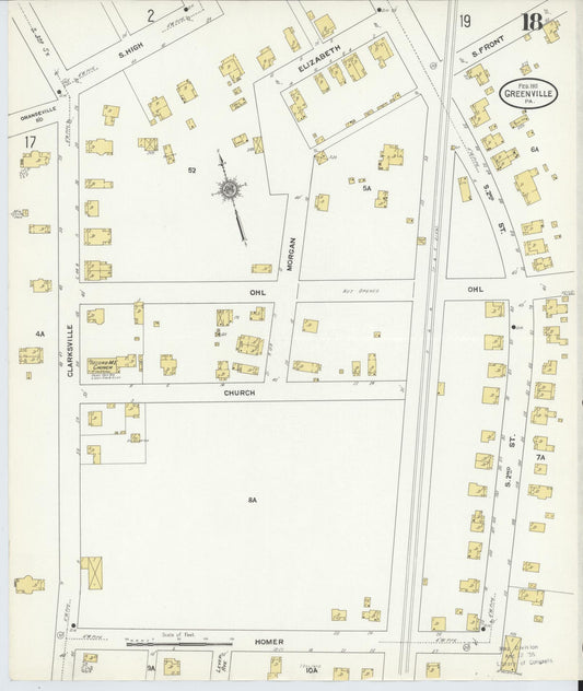 Sanborn Fire Insurance Map from Greenville, Mercer County, Pennsylvania (1911), Sheet #0018 - Historic Sanborn Fire Insurance Map Print, vintage old map wall art, antique decor, genealogy gift, Pennsylvania Pennsylvania map