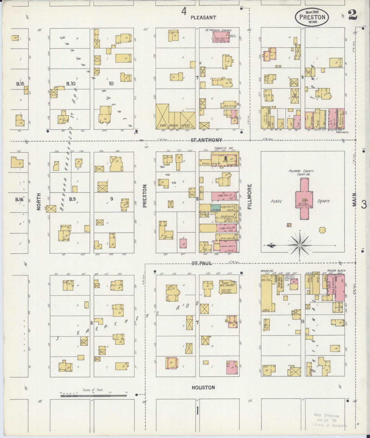 Sanborn Fire Insurance Map from Preston, Fillmore County, Minnesota (1900), Sheet #0002 - Complete Map Set gallery image, historic Sanborn map, vintage wall art, Minnesota Minnesota
