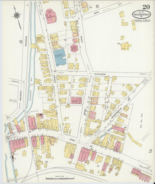 Sanborn Fire Insurance Map from Turtle Creek Valley, Allegheny County, Pennsylvania (1911), Sheet #0020 - Historic Sanborn Fire Insurance Map Print, vintage old map wall art, antique decor, genealogy gift, Pennsylvania Pennsylvania map