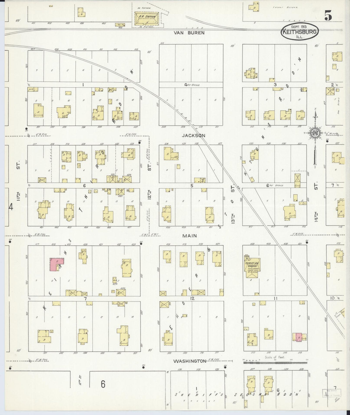 Sanborn Fire Insurance Map from Keithsburg, Mercer County, Illinois (1913), Sheet #0005 - Complete Map Set gallery image, historic Sanborn map, vintage wall art, Illinois Illinois