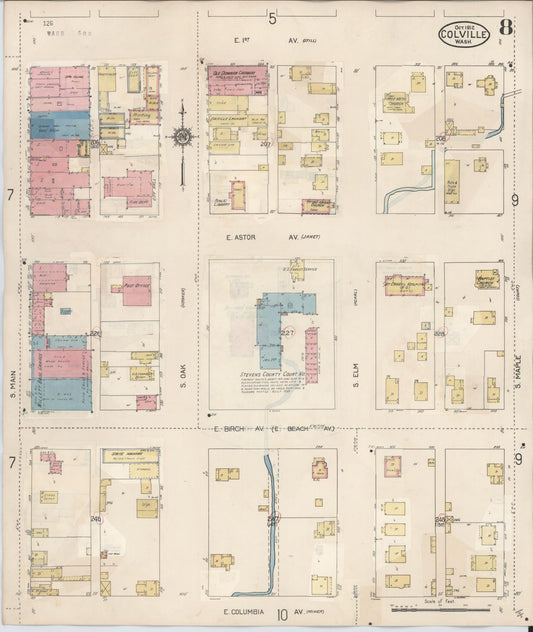 Sanborn Fire Insurance Map from Colville, Stevens County, Washington (1940), Sheet #0008 - Historic Sanborn Fire Insurance Map Print, vintage old map wall art, antique decor, genealogy gift, Washington Washington map