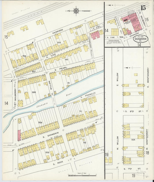 Sanborn Fire Insurance Map from Shamokin, Northumberland County, Pennsylvania (1913), Sheet #0015 - Historic Sanborn Fire Insurance Map Print, vintage old map wall art, antique decor, genealogy gift, Pennsylvania Pennsylvania map