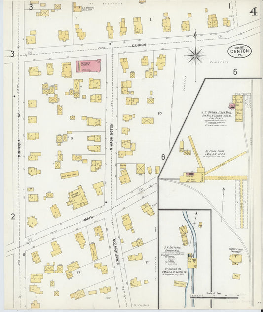 Sanborn Fire Insurance Map from Canton, Bradford County, Pennsylvania (1903), Sheet #0004 - Historic Sanborn Fire Insurance Map Print, vintage old map wall art, antique decor, genealogy gift, Pennsylvania Pennsylvania map