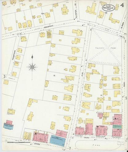 Sanborn Fire Insurance Map from Rockville, Tolland County, Connecticut (1903), Sheet #0004 - Complete Map Set gallery image, historic Sanborn map, vintage wall art, Connecticut Connecticut