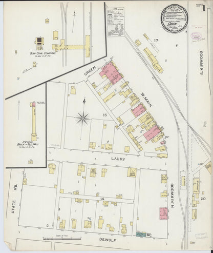 Sanborn Fire Insurance Map from Odin, Marion County, Illinois (1893), Sheet #0001 - Complete Map Set gallery image, historic Sanborn map, vintage wall art, Illinois Illinois