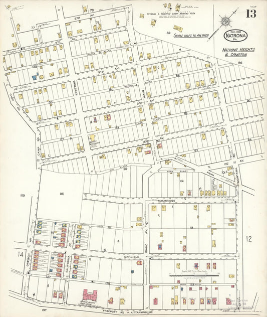 Sanborn Fire Insurance Map from Natrona, Allegheny County, Pennsylvania (1921), Sheet #0013 - Historic Sanborn Fire Insurance Map Print, vintage old map wall art, antique decor, genealogy gift, Pennsylvania Pennsylvania map