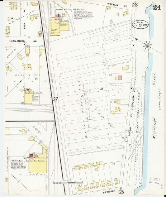 Sanborn Fire Insurance Map from Clinton, Clinton County, Iowa (1897), Sheet #0024 - Historic Sanborn Fire Insurance Map Print, vintage old map wall art