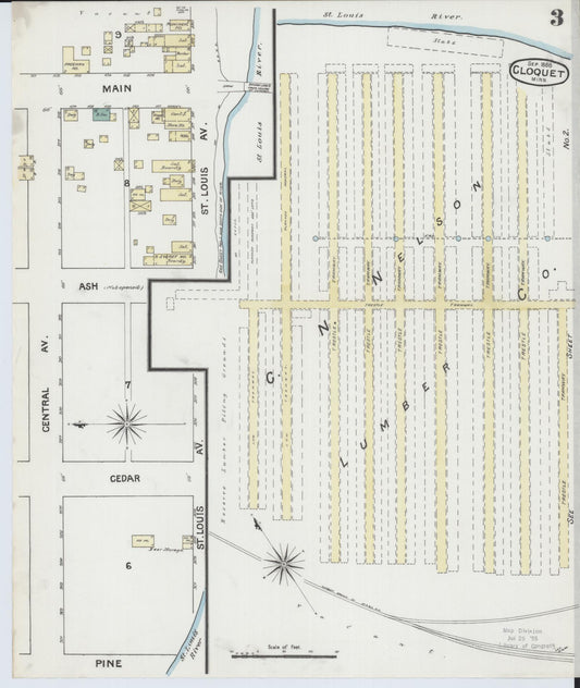 Sanborn Fire Insurance Map from Cloquet, Carlton County, Minnesota (1888), Sheet #0003 - Historic Sanborn Fire Insurance Map Print, vintage old map wall art, antique decor, genealogy gift, Minnesota Minnesota map