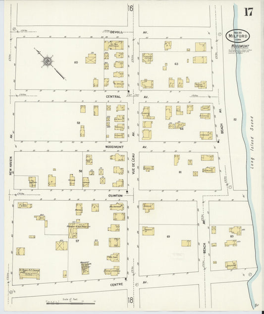 Sanborn Fire Insurance Map from Milford, New Haven County, Connecticut (1911), Sheet #0017 - Historic Sanborn Fire Insurance Map Print, vintage old map wall art, antique decor, genealogy gift, Connecticut Connecticut map