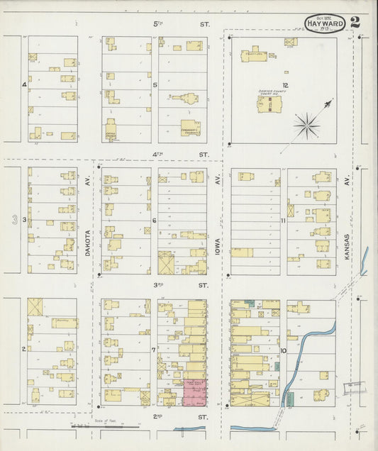 Sanborn Fire Insurance Map from Hayward, Sawyer County, Wisconsin (1892), Sheet #0002 - Historic Sanborn Fire Insurance Map Print, vintage old map wall art, antique decor, genealogy gift, Wisconsin Wisconsin map