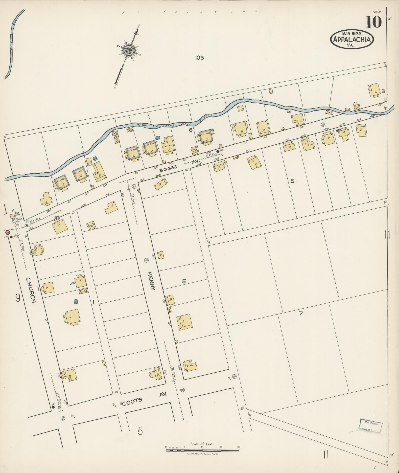 Sanborn Fire Insurance Map from Appalachia, Wise County, Virginia (1922), Sheet #0010 - Complete Map Set gallery image, historic Sanborn map, vintage wall art, Virginia Virginia