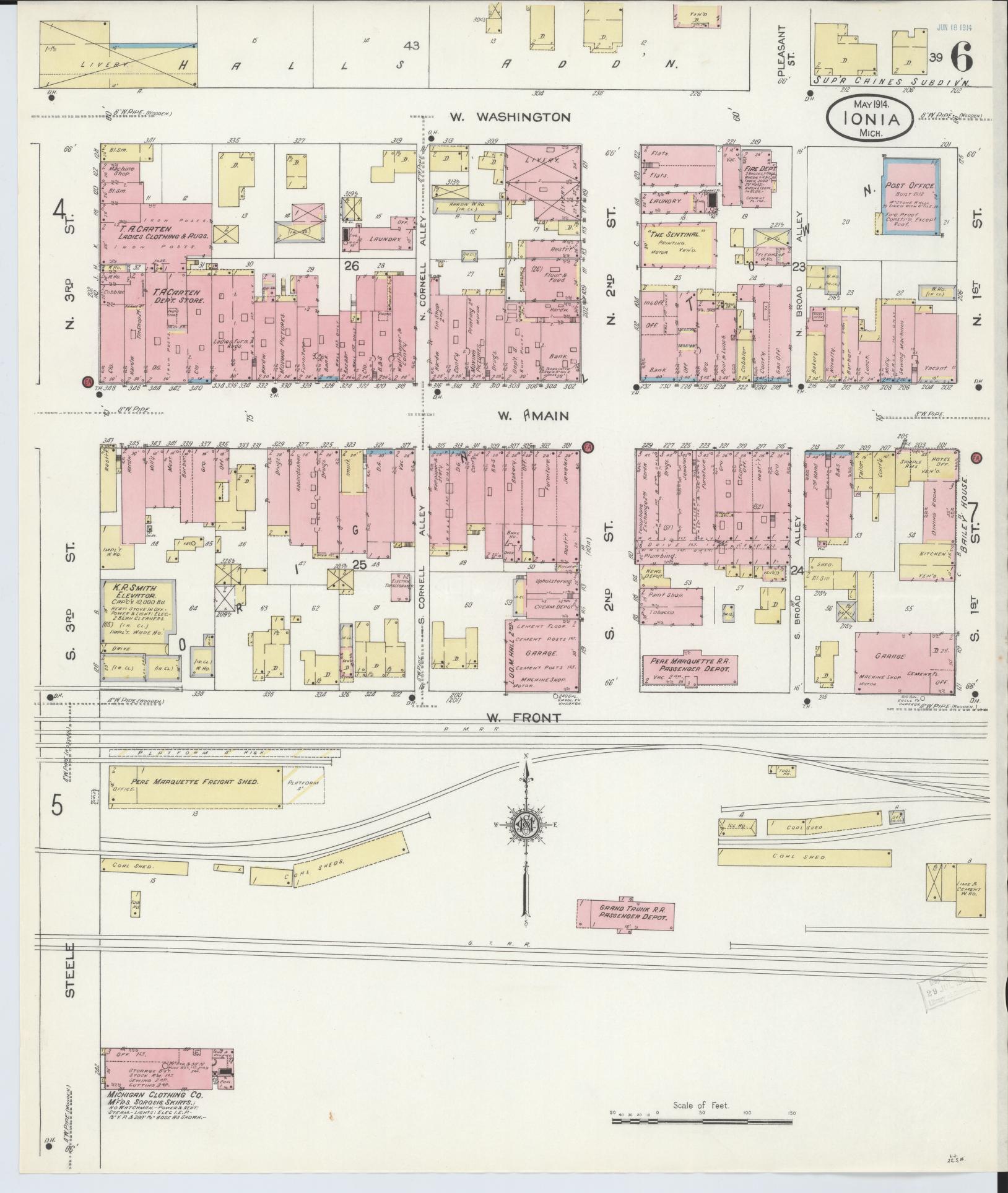 Sanborn Fire Insurance Map from Ionia, Ionia County, Michigan (1914), Sheet #0006 - Complete Map Set gallery image, historic Sanborn map, vintage wall art, Michigan Michigan