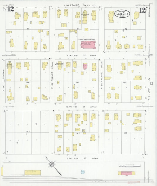 Sanborn Fire Insurance Map from Lake City, Wabasha County, Minnesota (1930), Sheet #0012 - Historic Sanborn Fire Insurance Map Print, vintage old map wall art, antique decor, genealogy gift, Minnesota Minnesota map