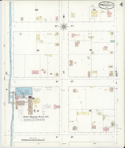 Sanborn Fire Insurance Map from Provo, Utah County, Utah (1890), Sheet #0004 - Complete Map Set gallery image, historic Sanborn map, vintage wall art, Provo Utah