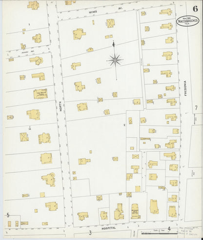 Sanborn Fire Insurance Map from Nacogdoches, Nacogdoches County, Texas (1906), Sheet #0006 - Complete Map Set gallery image, historic Sanborn map, vintage wall art, Texas Texas