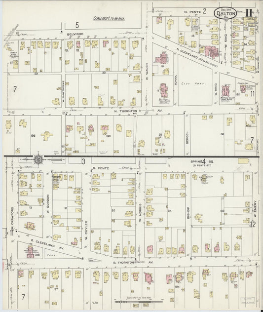 Sanborn Fire Insurance Map from Dalton, Whitfield County, Georgia (1914), Sheet #0011 - Historic Sanborn Fire Insurance Map Print, vintage old map wall art, antique decor, genealogy gift, Georgia Georgia map