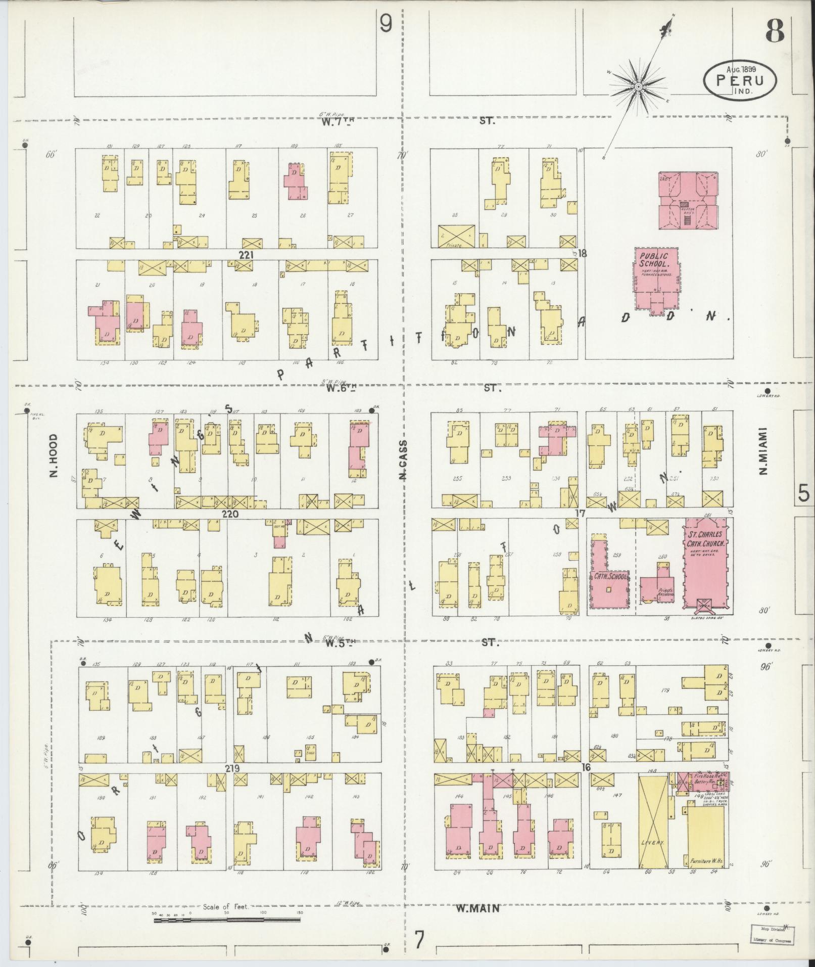 Sanborn Fire Insurance Map from Peru, Miami County, Indiana (1899), Sheet #0008 - Complete Map Set gallery image, historic Sanborn map, vintage wall art, Indiana Indiana