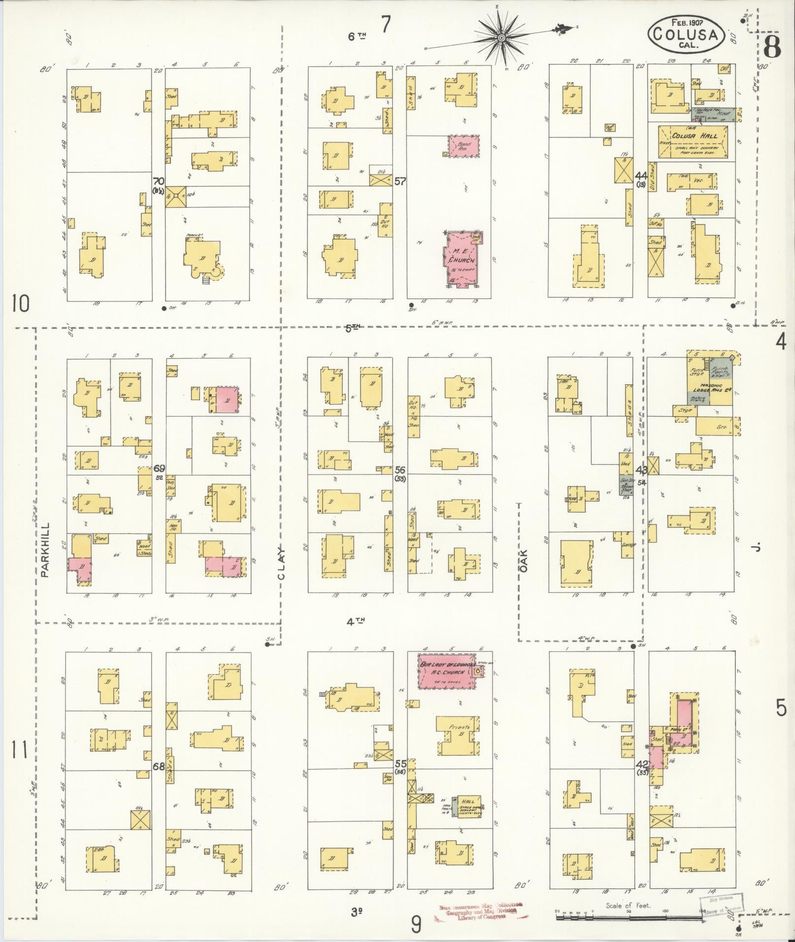 Sanborn Fire Insurance Map from Colusa, Colusa County, California (1907), Sheet #0008 - Complete Map Set gallery image, historic Sanborn map, vintage wall art, California California