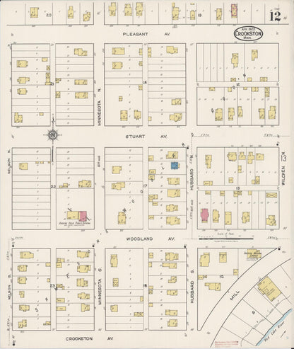 Sanborn Fire Insurance Map from Crookston, Polk County, Minnesota (1922), Sheet #0012 - Historic Sanborn Fire Insurance Map Print, vintage old map wall art, antique decor, genealogy gift, Minnesota Minnesota map