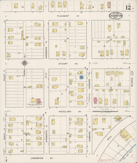 Sanborn Fire Insurance Map from Crookston, Polk County, Minnesota (1922), Sheet #0012 - Historic Sanborn Fire Insurance Map Print, vintage old map wall art, antique decor, genealogy gift, Minnesota Minnesota map