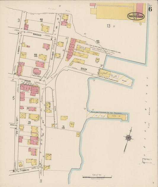 Sanborn Fire Insurance Map from Haverstraw, Rockland County, New York (1921), Sheet #0006 - Historic Sanborn Fire Insurance Map Print, vintage old map wall art, antique decor, genealogy gift, New York New York map