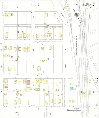 Sanborn Fire Insurance Map from Idaho Falls, Bonneville County, Idaho (1921), Sheet #0007 - Complete Map Set gallery image, historic Sanborn map, vintage wall art, Idaho Idaho