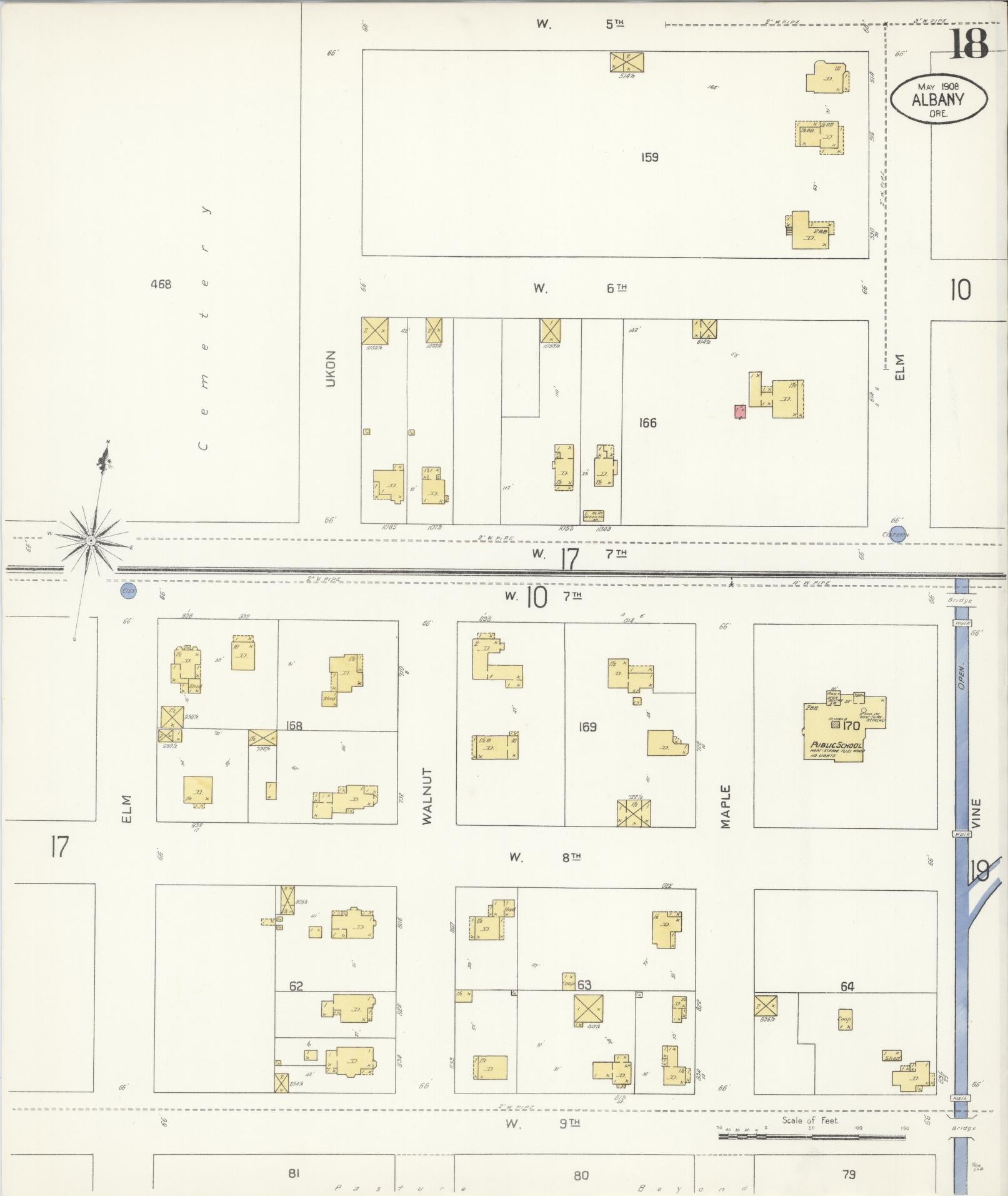 Sanborn Fire Insurance Map from Albany, Linn County, Oregon (1908), Sheet #0018 - Complete Map Set gallery image, historic Sanborn map, vintage wall art, Oregon Oregon