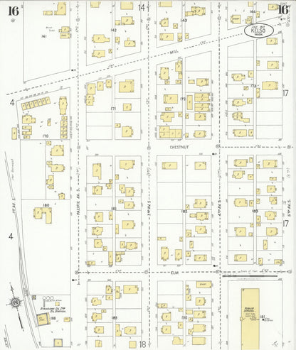 Sanborn Fire Insurance Map from Kelso, Cowlitz County, Washington (1927), Sheet #0016 - Complete Map Set gallery image, historic Sanborn map, vintage wall art, Washington Washington