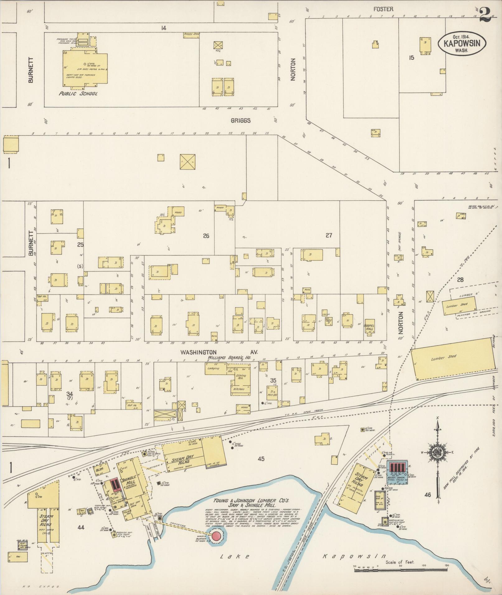 Sanborn Fire Insurance Map from Kapowsin, Pierce County, Washington (1914), Sheet #0002 - Complete Map Set gallery image, historic Sanborn map, vintage wall art, Washington Washington