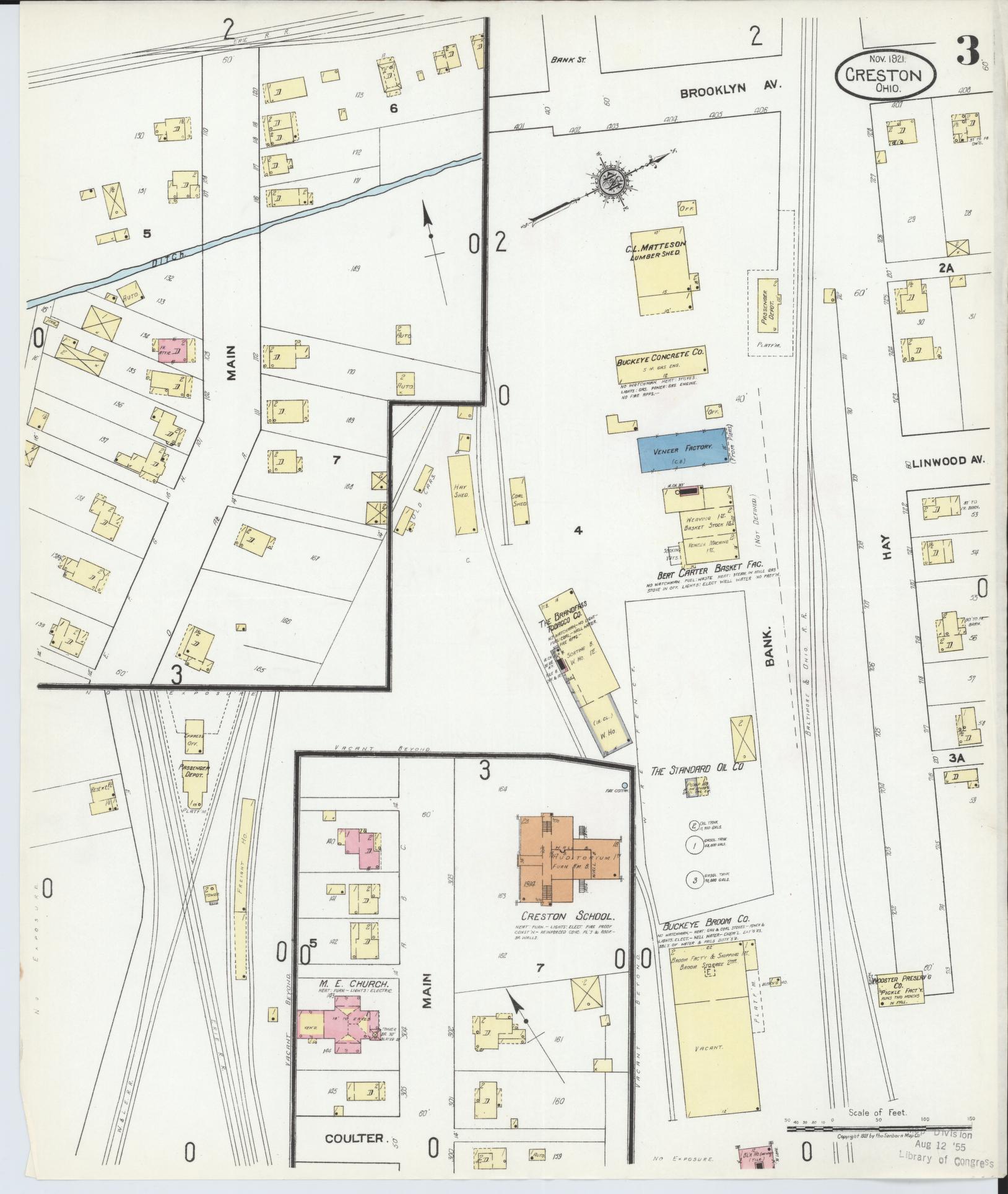 Sanborn Fire Insurance Map from Creston, Wayne County, Ohio (1921), Sheet #0003 - Complete Map Set gallery image, historic Sanborn map, vintage wall art, Ohio Ohio