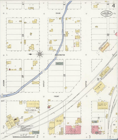 Sanborn Fire Insurance Map from Oakesdale, Whitman County, Washington (1908), Sheet #0004 - Complete Map Set gallery image, historic Sanborn map, vintage wall art, Washington Washington