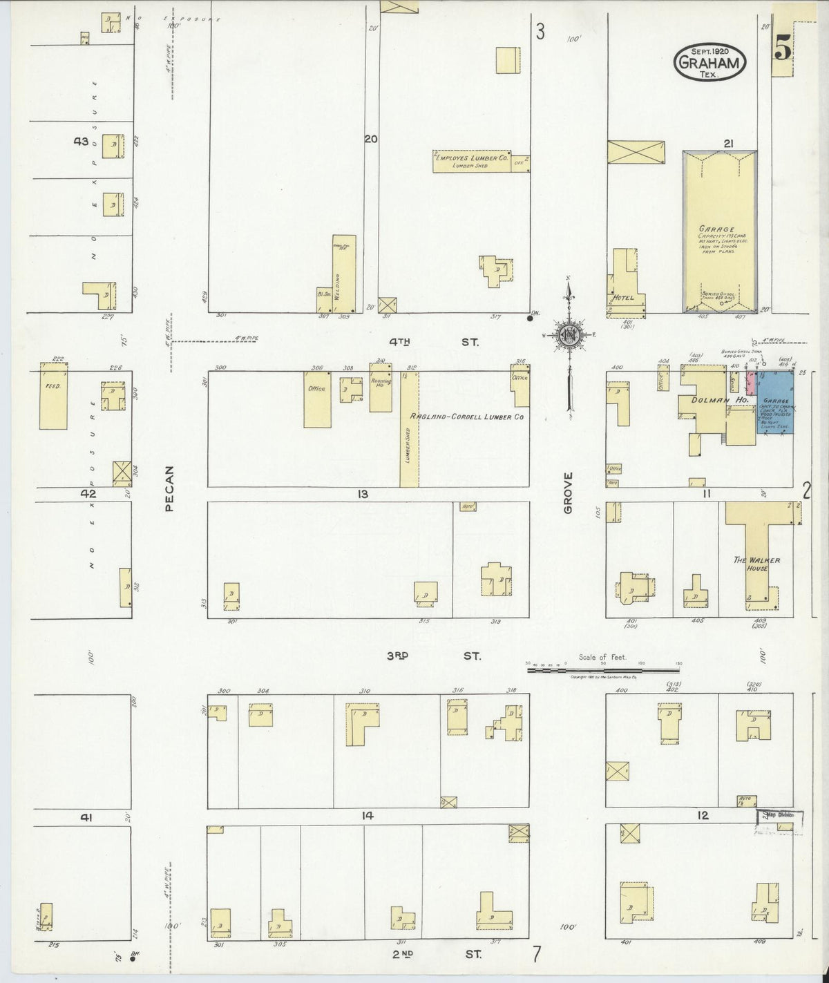 Sanborn Fire Insurance Map from Graham, Young County, Texas (1920), Sheet #0005 - Complete Map Set gallery image, historic Sanborn map, vintage wall art, Texas Texas